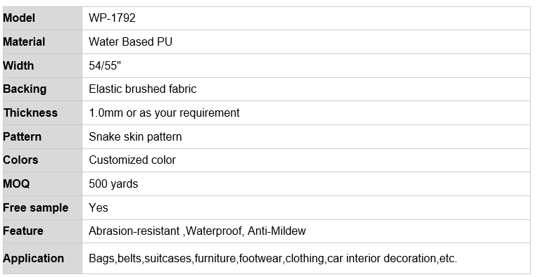 Customized Color Water Based Pu Leather Printed Fabric Embossed Python Skin Leather.png